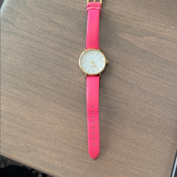 kate spade Pink Leather Strap Gold-Tone Case Mother-of-Pearl Dial Watch - Picture 3 of 9